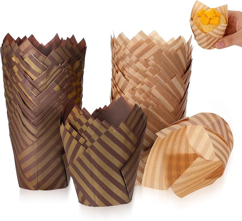 Artibetter 200pcs Large Tulip Baking Cups Greaseproof Muffin Liners for Parties - Image 1